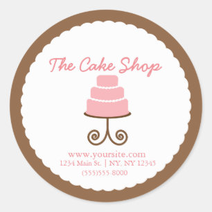 Sticker Rond Gâteau rose et marron Biscuiterie Entreprise Trait