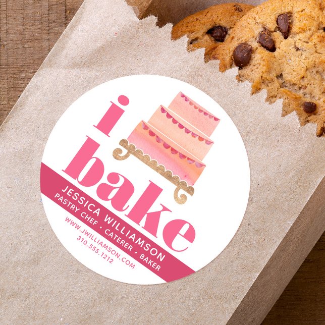 Sticker Rond Gâteau Rose Orange Or Pâtisserie Chef Cuisine Gras (Créateur téléchargé)