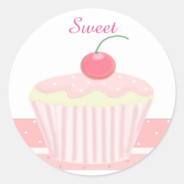 Sticker Rond Gâteau rose sucré (Devant)