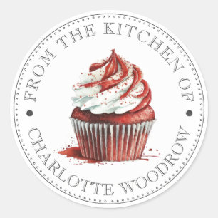 Sticker Rond Gâteau rouge velours glaçé
