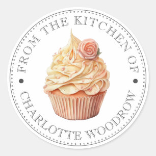 Sticker Rond Gâteau Vanille Rose