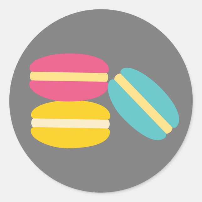 Sticker Rond Gâteaux colorés de macaron français (Devant)