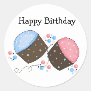 Sticker Rond Gâteaux Cupcakes glaçés pour votre anniversaire