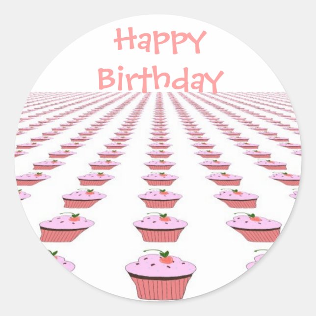 Sticker Rond Gâteaux d'anniversaire délicieux (Devant)