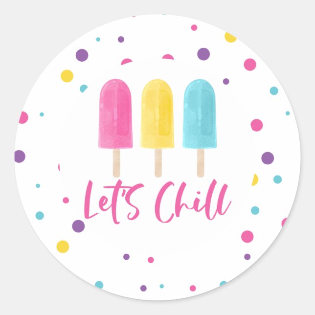 Sticker Rond Gâteaux d'anniversaire Rainbow Pop Let's Chill (Devant)