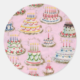 Sticker Rond Gâteaux d'anniversaire vintages