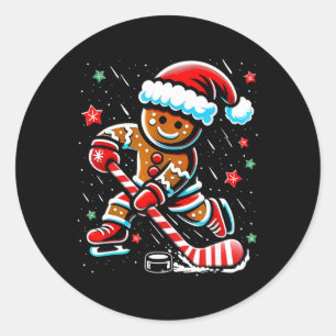Sticker Rond Gâteaux de Noël au Gingembre Hockey sur Glace Spor