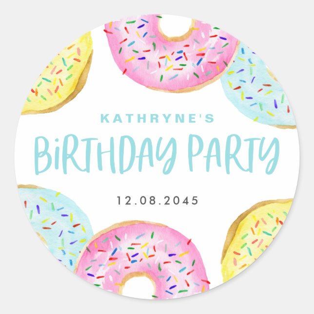 Sticker Rond Gâteaux Donuts Anniversaire Poudrés de Pastel Colo (Devant)