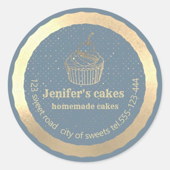 Sticker Rond Gâteaux et gâteaux faits maison en or (Devant)
