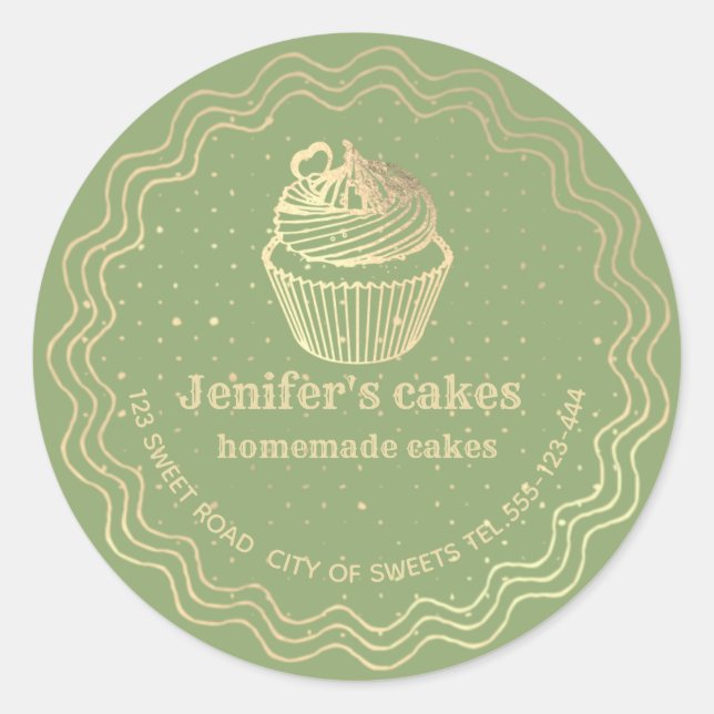 Sticker Rond Gâteaux et gâteaux faits maison en or (Devant)