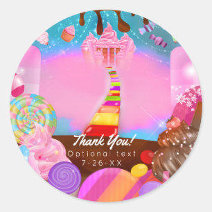 Sticker Rond Gâteaux Faveur Fantaisie de Fête Candy Land