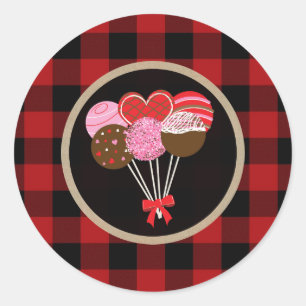 Sticker Rond Gâteaux sucette de la Saint-Valentin Cakepops Écos