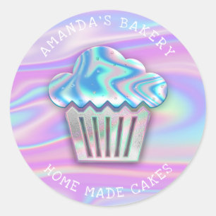 Sticker Rond Gâteaux Sucres Cupcake Accueil Boulangerie Hologra