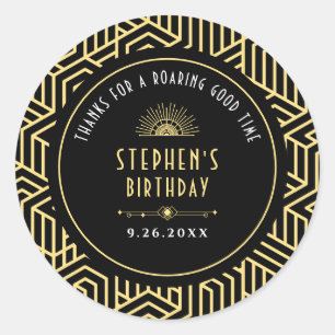 Sticker Rond Gatsby 1920 Art déco Anniversaire Merci