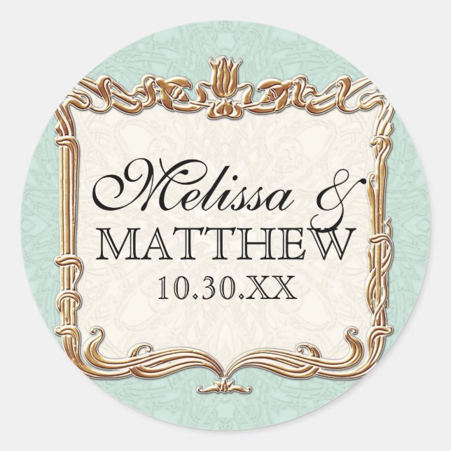 Sticker Rond Gatsby Art Déco Nouveau dentelle Faux Gold Tulip (Devant)