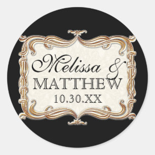 Sticker Rond Gatsby Art Déco Nouveau dentelle Faux Gold Tulip