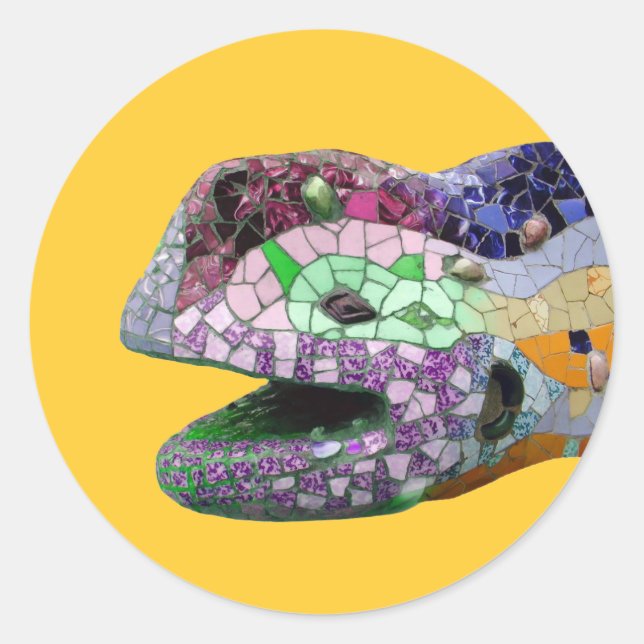 Sticker Rond Gaudi Lizard Head Mosaques (Devant)