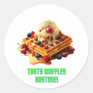Sticker Rond gaufre savoureuse : gaufres dorées et croustillant