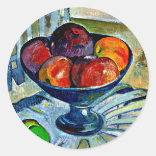 Sticker Rond Gauguin - Plat de fruits sur une chaise de jardin