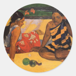 Sticker Rond Gauguin Polynésie Française Tahiti Femmes Peinture