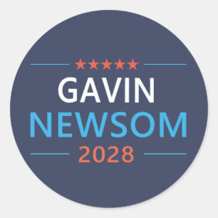 Sticker Rond Gavin Newsom 2028 Pour Président