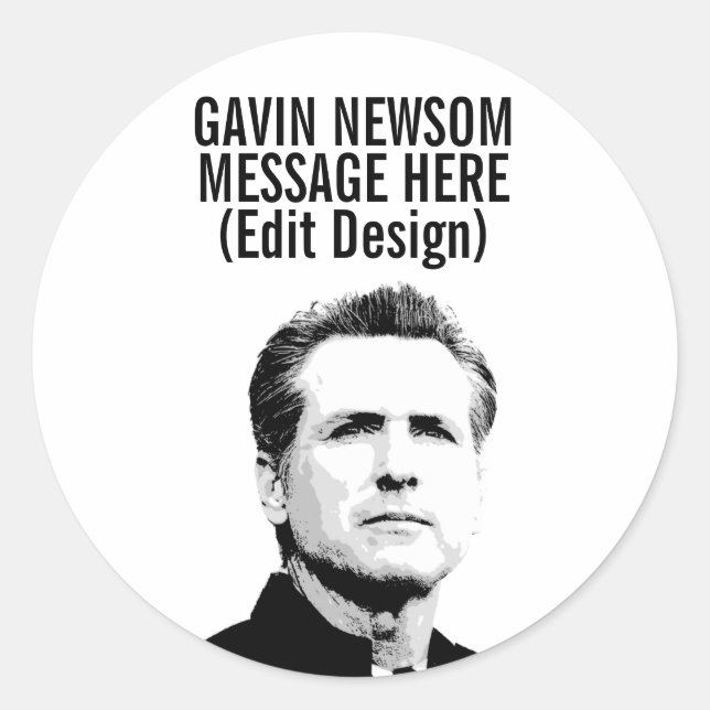 Sticker Rond Gavin Newsom personnalisé (Devant)