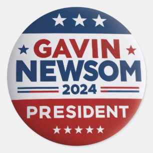 Sticker Rond Gavin Newsom pour le président