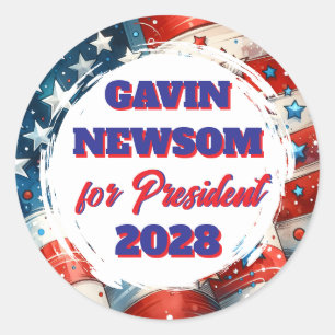 Sticker Rond Gavin Newsom pour le président politique