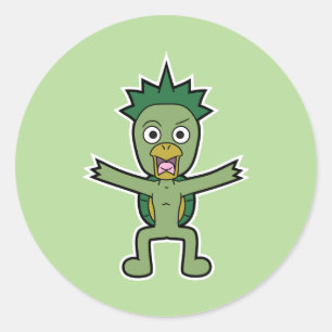 Sticker Rond Gawappa sauvage - Monstre japonais Kappa Yokai