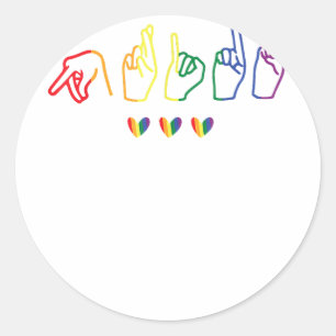 Sticker Rond Gay ASL Pride - Gay Support Sign Language LGBT Gay