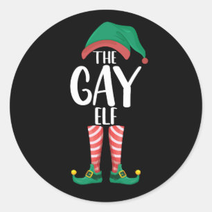 Sticker Rond Gay Elf LGTBQ Correspondant Famille de Noël