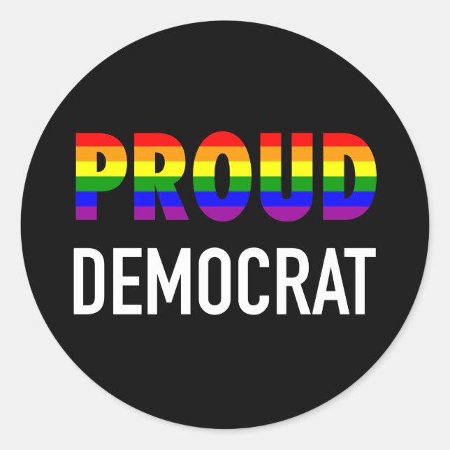 Sticker Rond Gay Fier Démocrate (Devant)