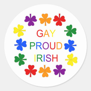 Sticker Rond Gay Fier Irlandais LGBT Rainbow Shamrocks