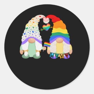 Sticker Rond Gay Les Trans Bi Pride Gnomes Aimer Rainbow Flag L