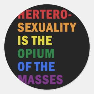 Sticker Rond Gay Lesbian Pride Vintage Rainbow Heart LGBT Love