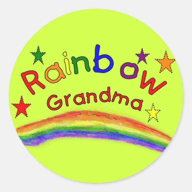 Sticker Rond Gay Lesbian "Rainbow Grandma" (Devant)
