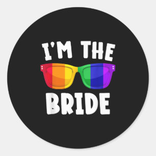 Sticker Rond Gay Lesbienne Lgbt Mariage Mariée Tee Bachelore