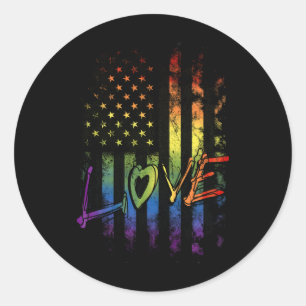 Sticker Rond Gay Lesbienne Trans Bi Pride Lgbt Rainbow American