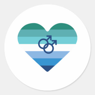 Sticker Rond Gay Male Azure MLM Cœur