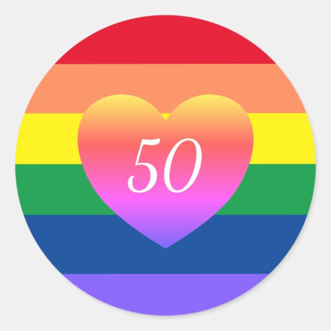 Sticker Rond Gay pride 50 Fabuleux Anniversaire Rainbow Classic (Devant)