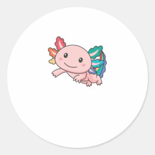 Sticker Rond Gay pride de drapeau arc-en-ciel Lgbtq Axolotl