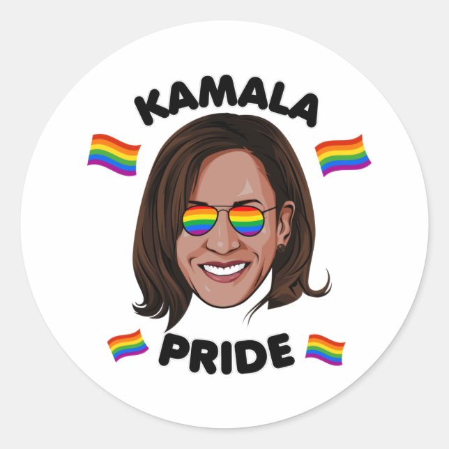 Sticker Rond Gay pride KAMALA (Devant)