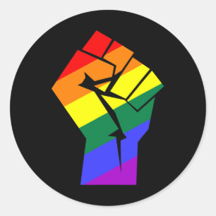 Sticker Rond Gay pride Lgbtq Arc-En-Ciel Résiste Poing Gay Droi