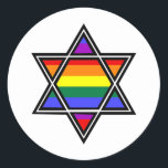 Sticker Rond Gay pride personnalisable Rainbow Star de David<br><div class="desc">Gay pride personnalisable Rainbow Star de David</div>