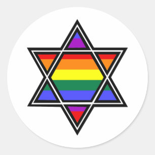 Sticker Rond Gay pride personnalisable Rainbow Star de David