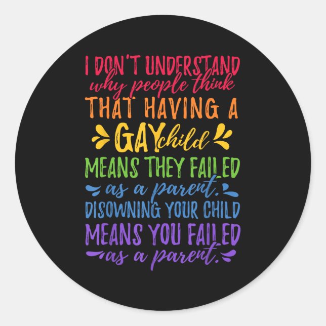 Sticker Rond Gay Pride - Proud Parent Mom Dad Parenting Quote  (Devant)