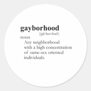 STICKER ROND GAYBORHOOD / GAY SLANG T-SHIRT