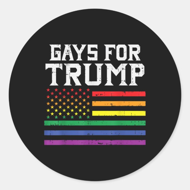 Sticker Rond Gays Pour Trump Usa Flag Pro Réélire Donald 2020 (Devant)