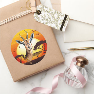 Sticker Rond Gazelle Antelope africaine animal sauvage