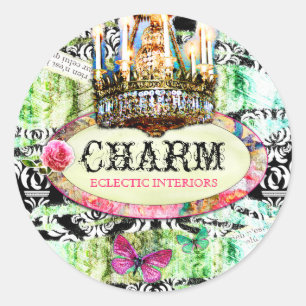 Sticker Rond GC Shabby Charme Vintage - Damas noires